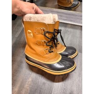 Sorel 1964 Pac Kids Tan Leather Waterproof Winter Snow Boots NY1443-259 Size 3Y